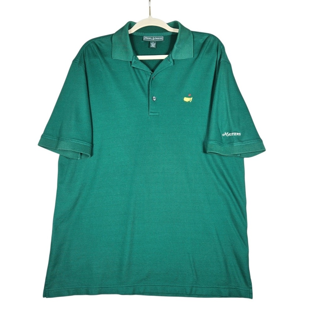 Masters Collection Polo Shirt Mens L Augusta Green Pima Cotton Golf